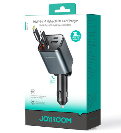 Avtomobilski polnilec z USB-C / Lightning kablom Joyroom JR-CCL05, 30W, 3A, 1 x USB-A - 1 x USB-C, siv