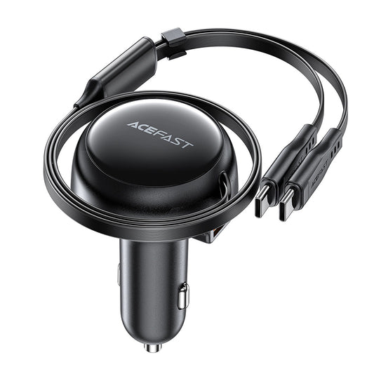 Avtomobilski polnilec z USB-C kablom Acefast B13, 53W, 3A, 1 x USB-A, črn