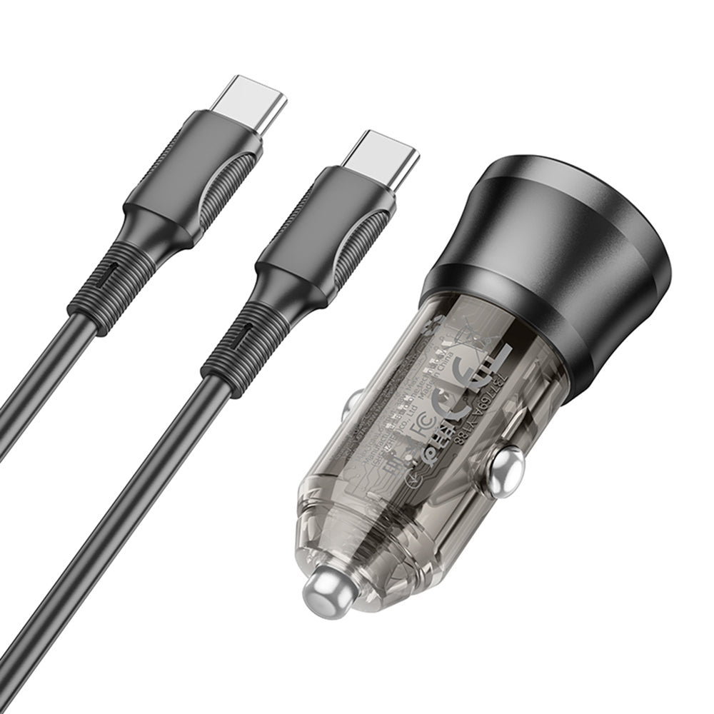 Avtomobilski polnilec z USB-C kablom Borofone BZ25 Journey, 38W, 3A, 1 x USB-A - 1 x USB-C, črn