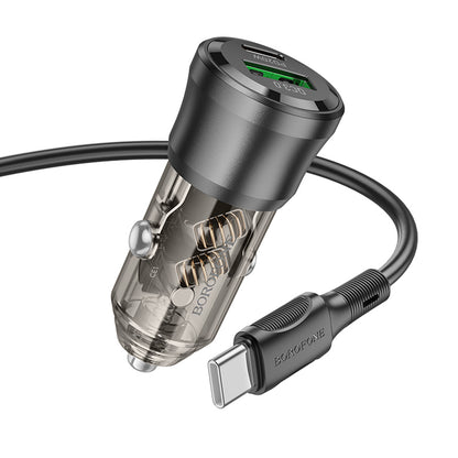Avtomobilski polnilec z USB-C kablom Borofone BZ25 Journey, 38W, 3A, 1 x USB-A - 1 x USB-C, črn