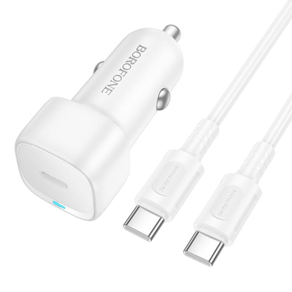 Avtomobilski polnilec z USB-C kablom Borofone BZ34A Cloud, 20W, 3A, 1 x USB-C, Bel
