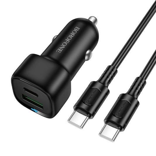 Car Charger with USB-C Cable Borofone BZ34B Cloud, 20W, 3A, 1 x USB-A - 1 x USB-C, Black