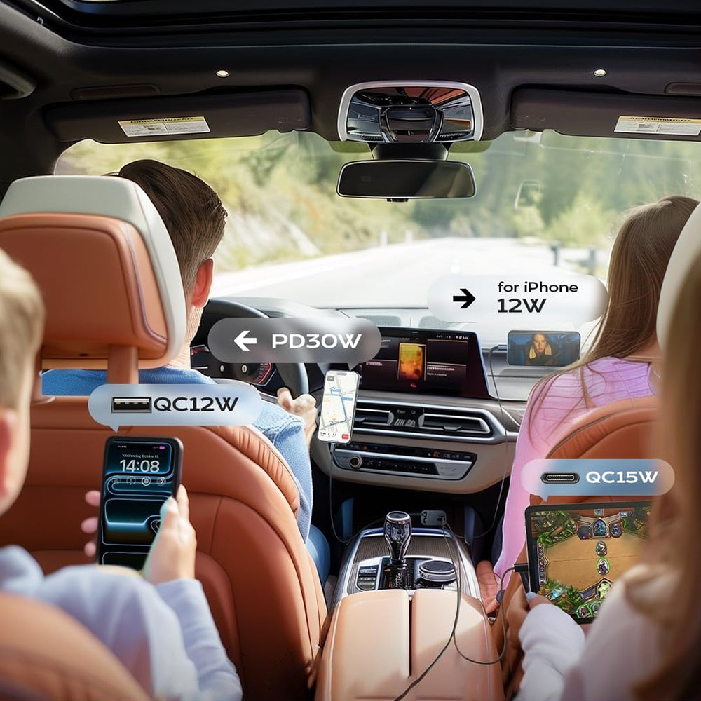 Avtomobilski polnilec z USB-C / Lightning kablom Lisen, 69W, 3A, 1 x USB-A - 1 x USB-C, črn YL0224040031