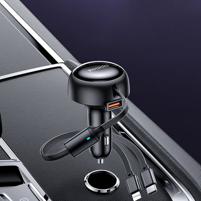 Avtomobilski polnilec z USB-C / Lightning kablom Yesido Y61, 53W, 3A, 1 x USB-A, črn