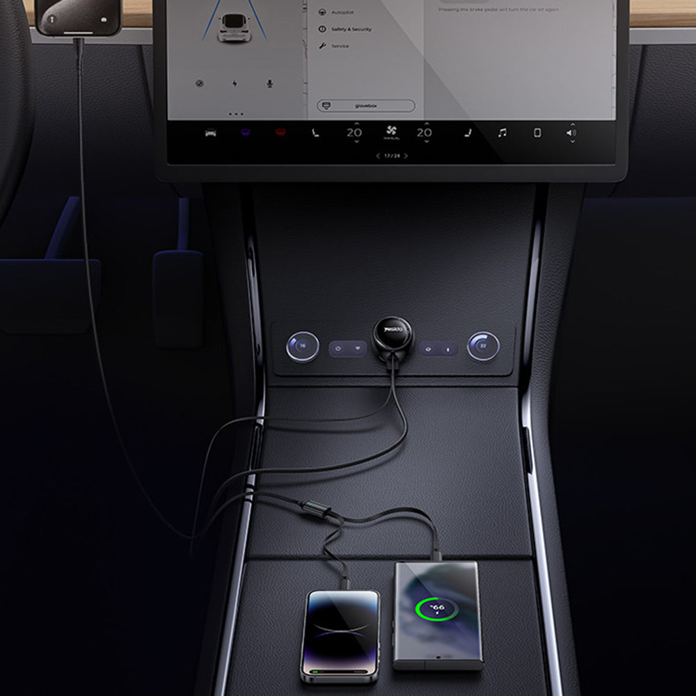Avtomobilski polnilec z USB-C / Lightning kablom Yesido Y61, 53W, 3A, 1 x USB-A, črn