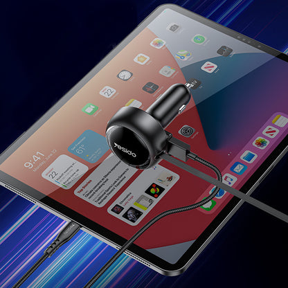 Avtomobilski polnilec z USB-C / Lightning kablom Yesido Y61, 53W, 3A, 1 x USB-A, črn