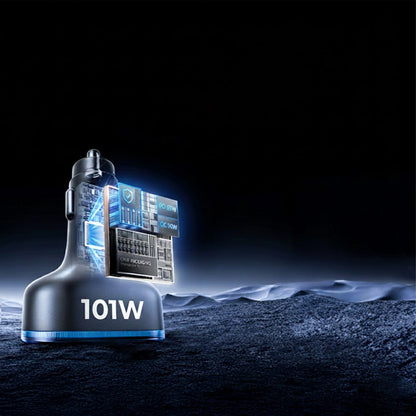 Avtomobilski polnilec z USB-C kablom Lisen, 101W, 3.25A, 1 x USB-A - 3 x USB-C, črn YL0223120021