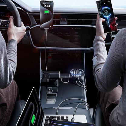 Avtomobilski polnilec z USB-C kablom Lisen, 101W, 3.25A, 1 x USB-A - 3 x USB-C, črn YL0223120021