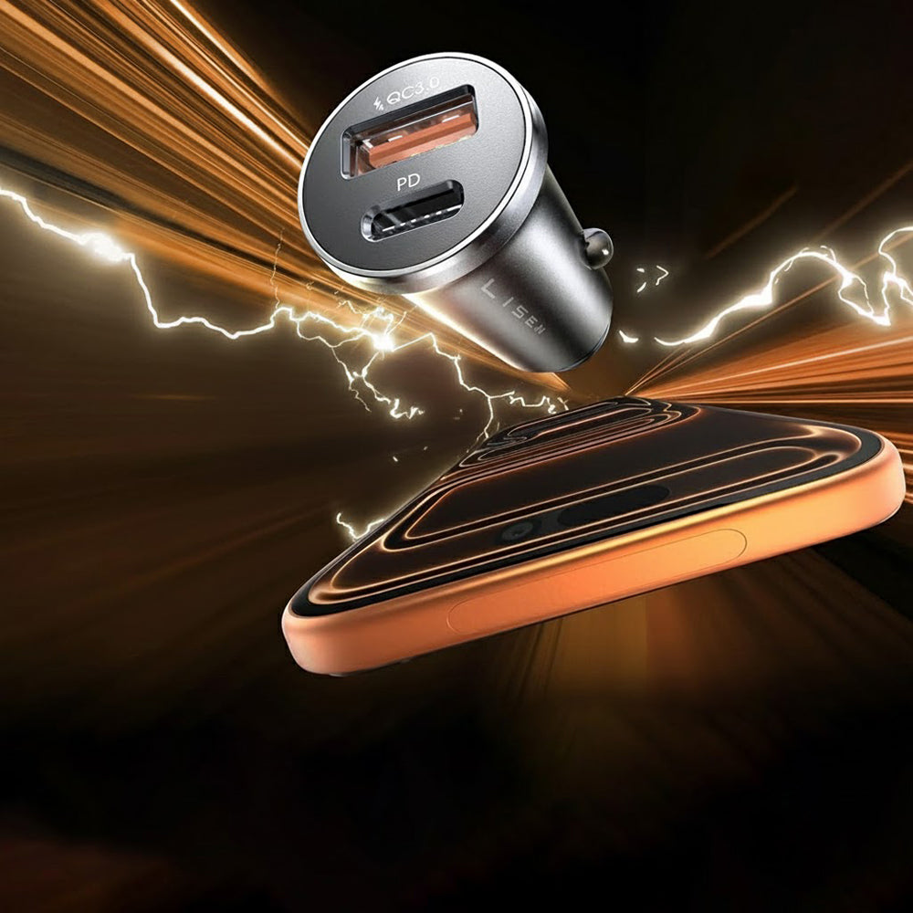 Avtomobilski polnilec z USB-C kablom Lisen, 51W, 3A, 1 x USB-A - 1 x USB-C, Temno modra YL0223080047