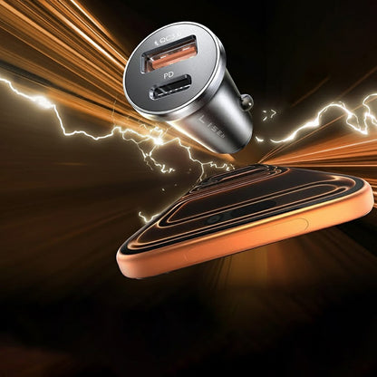 Avtomobilski polnilec z USB-C kablom Lisen, 51W, 3A, 1 x USB-A - 1 x USB-C, Temno modra YL0223080047