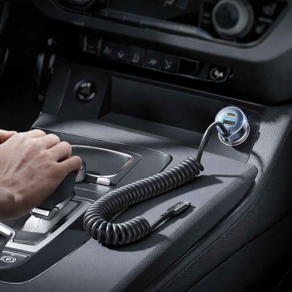 Avtomobilski polnilec z USB-C kablom Lisen, 90W, 3A, 1 x USB-A - 1 x USB-C, črn YL0223120020