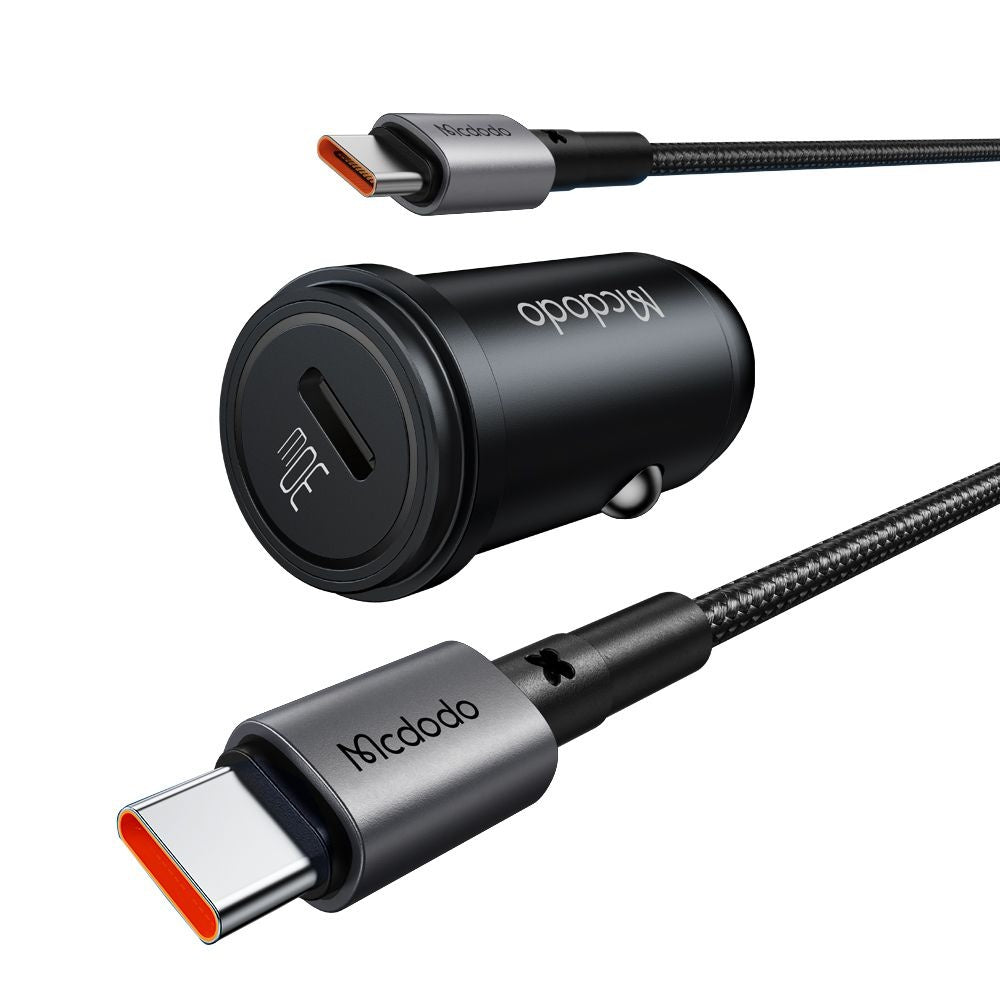 Avtomobilski polnilec z USB-C kablom McDodo CC-7493 Obsidian, 30W, 3A, 1 x USB-C, črn