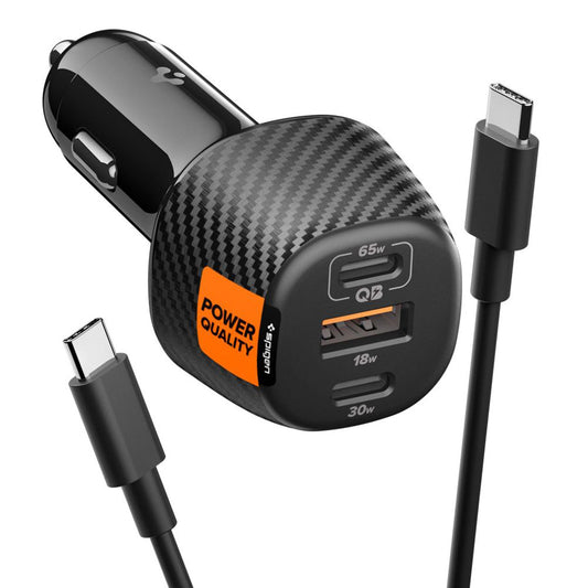 Avtomobilski polnilec s kablom USB-C Spigen EV1133, 113W, 3.25A, 1 x USB-A - 2 x USB-C, črn