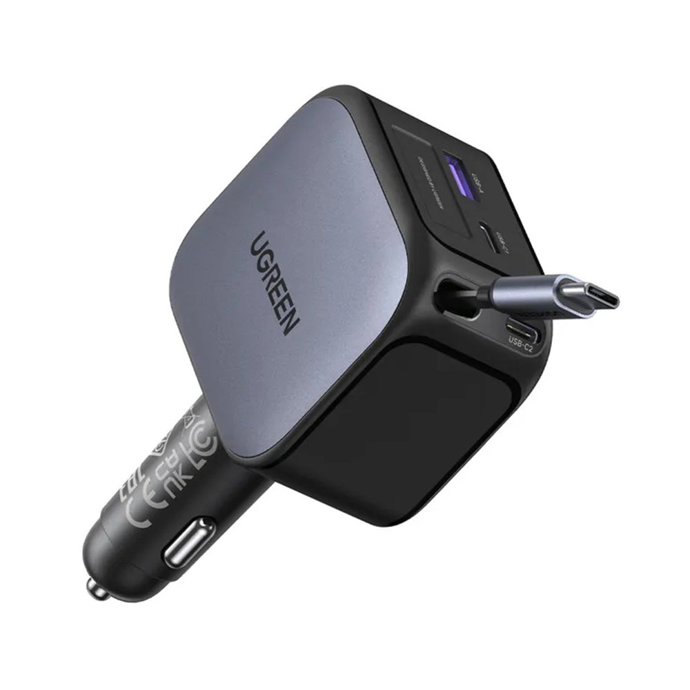 Avtomobilski polnilec z USB-C kablom UGREEN EC604 (55910B) Nexode, 145W, 1 x USB-A - 2 x USB-C, črn