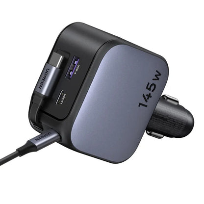 Avtomobilski polnilec z USB-C kablom UGREEN EC604 (55910B) Nexode, 145W, 1 x USB-A - 2 x USB-C, črn