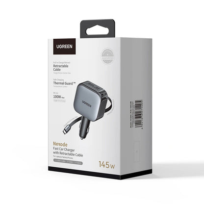 Avtomobilski polnilec z USB-C kablom UGREEN EC604 (55910B) Nexode, 145W, 1 x USB-A - 2 x USB-C, črn