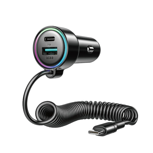Avtomobilski polnilec z žico USB-C Joyroom JR-CL07, 90W, 3A, 1 x USB-A - 1 x USB-C, črn