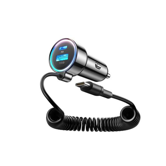 Avtomobilski polnilec z žico USB-C Joyroom JR-CL07, 90W, 3A, 1 x USB-A - 1 x USB-C, črn