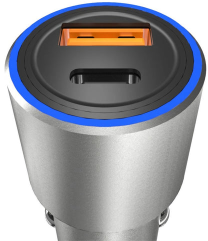 Avto polnilec Dudao R4PQ NM, 22,5W, 3A, 1 x USB-A - 1 x USB-C, Siva