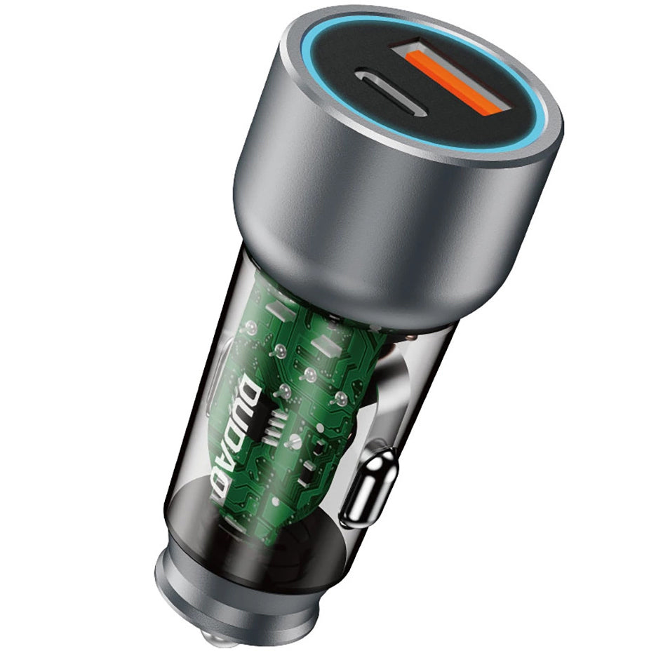 Avtomobilski polnilnik Dudao R4T, 30 W, 3A, 1 x USB-A - 1 x USB-C, siv 