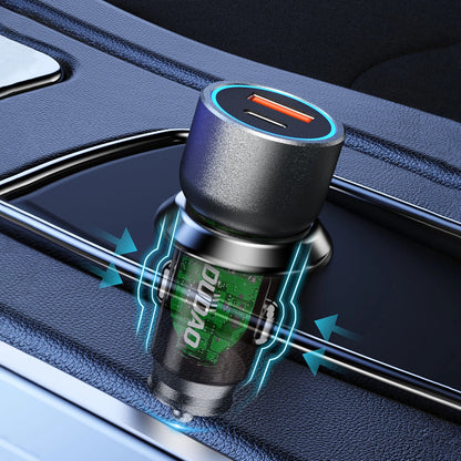 Avtomobilski polnilnik Dudao R4T, 30 W, 3A, 1 x USB-A - 1 x USB-C, siv 