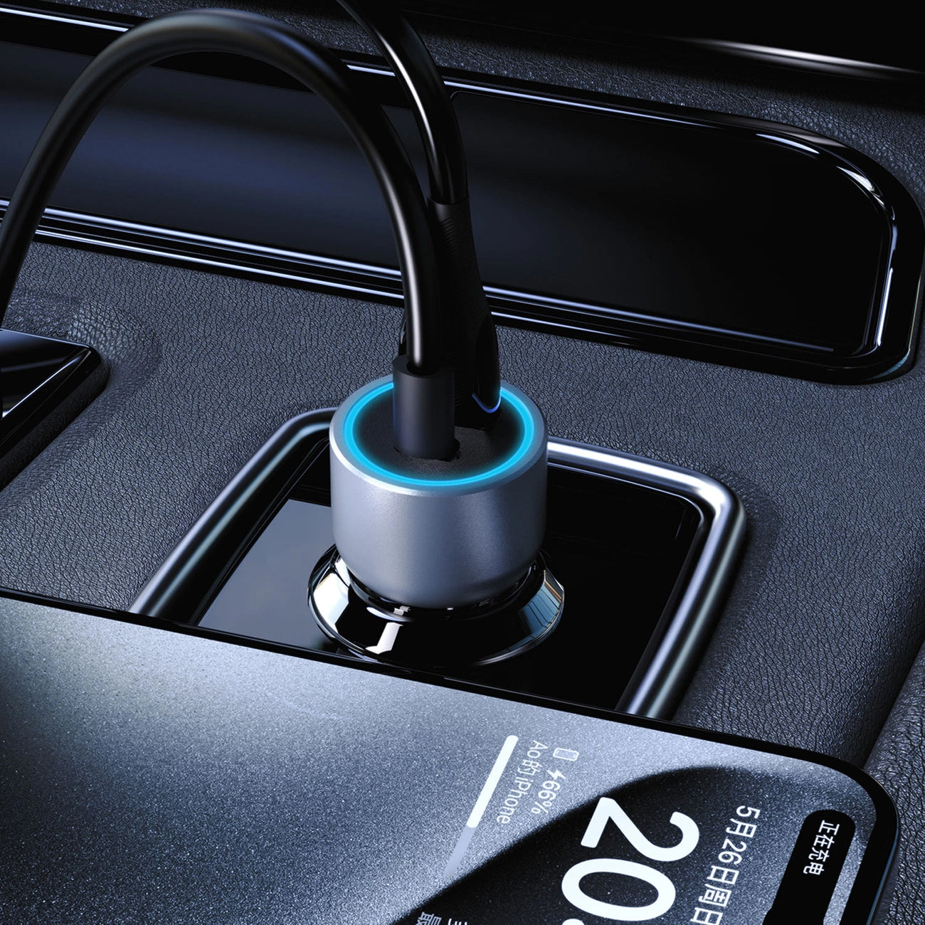 Avtomobilski polnilnik Dudao R4T, 30 W, 3A, 1 x USB-A - 1 x USB-C, siv 