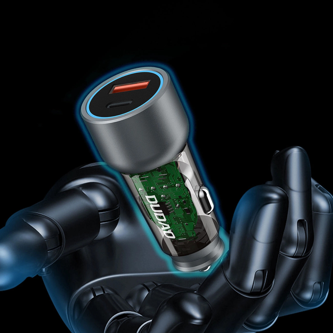 Avtomobilski polnilnik Dudao R4T, 30 W, 3A, 1 x USB-A - 1 x USB-C, siv 