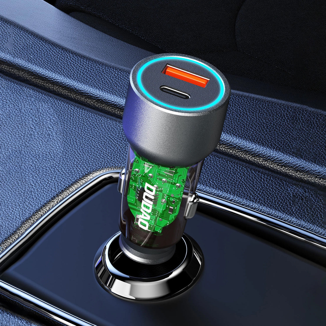 Avtomobilski polnilnik Dudao R4T, 30 W, 3A, 1 x USB-A - 1 x USB-C, siv 