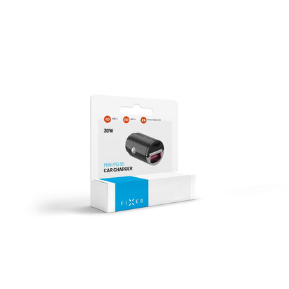 Avtomobilski polnilec Fixed, 30W, 3A, 1 x USB-A - 1 x USB-C, Črn