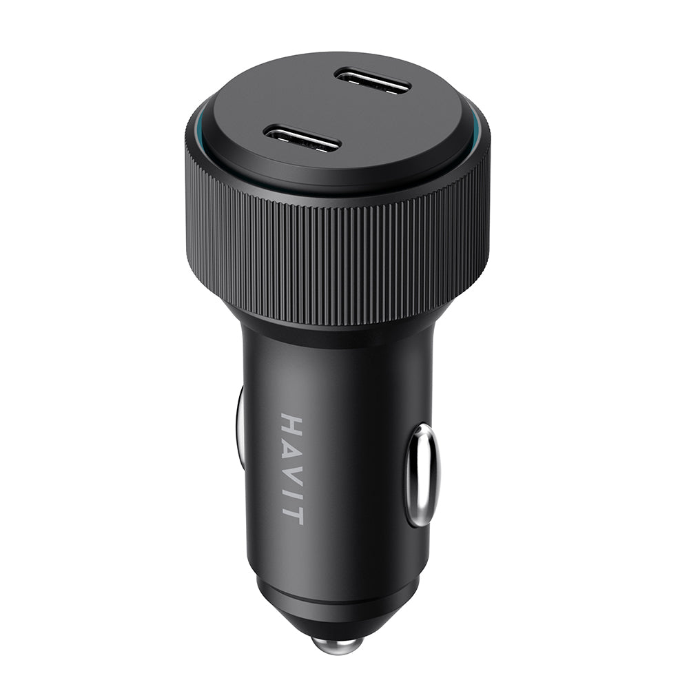 Avtomobilski polnilec HAVIT CC2014, 30W, 3A, 2 x USB-C, Črn