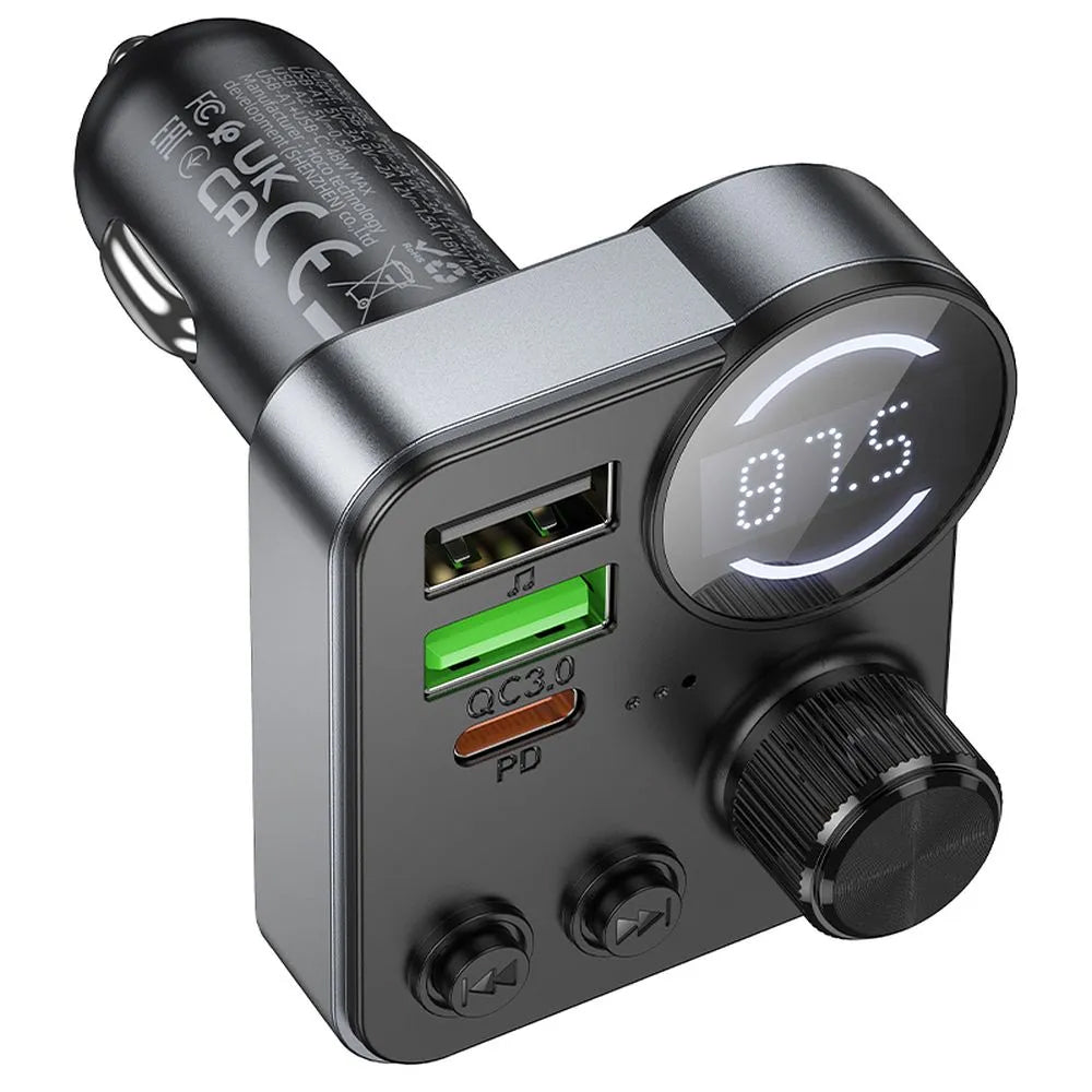 FM Bluetooth modulator HOCO E86, 2 x USB-A - 1 x USB-C - 1 x microSD