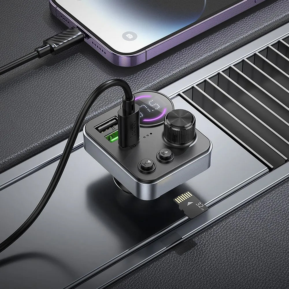 FM Bluetooth modulator HOCO E86, 2 x USB-A - 1 x USB-C - 1 x microSD