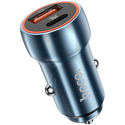 Avtomobilski polnilec HOCO Z46A, 20W, 3A, 1 x USB-A - 1 x USB-C, Modra