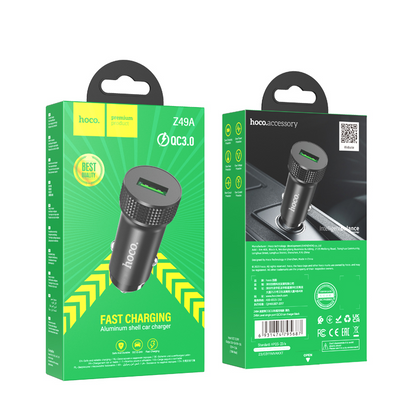Avto polnilec HOCO Z49A, 18W, 3A, 1 x USB-A, Črn