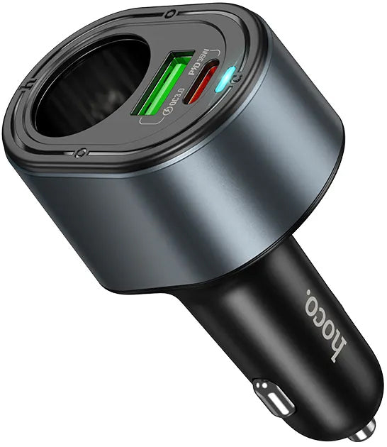 Avtomobilski polnilec HOCO Z56, 35W, 3A, 1 x USB-A - 1 x USB-C - 1 x Razširitev vžigalnika, Črn