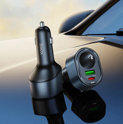 Avtomobilski polnilec HOCO Z56, 35W, 3A, 1 x USB-A - 1 x USB-C - 1 x Razširitev vžigalnika, Črn