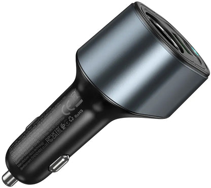 Avtomobilski polnilec HOCO Z56, 35W, 3A, 1 x USB-A - 1 x USB-C - 1 x Razširitev vžigalnika, Črn