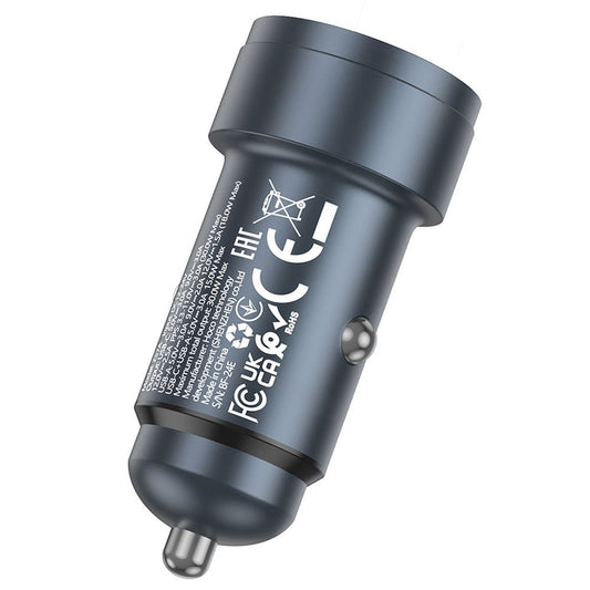 Avtomobilski polnilec HOCO Z57A, 30W, 3A, 1 x USB-A - 1 x USB-C, Siv