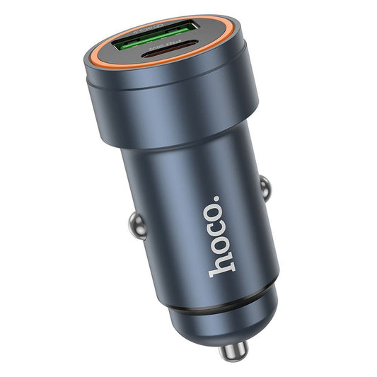 Avtomobilski polnilec HOCO Z57A, 30W, 3A, 1 x USB-A - 1 x USB-C, Siv