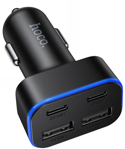 Avtomobilski polnilec HOCO Z63, 42W, 3A, 2 x USB-A - 2 x USB-C, Črn