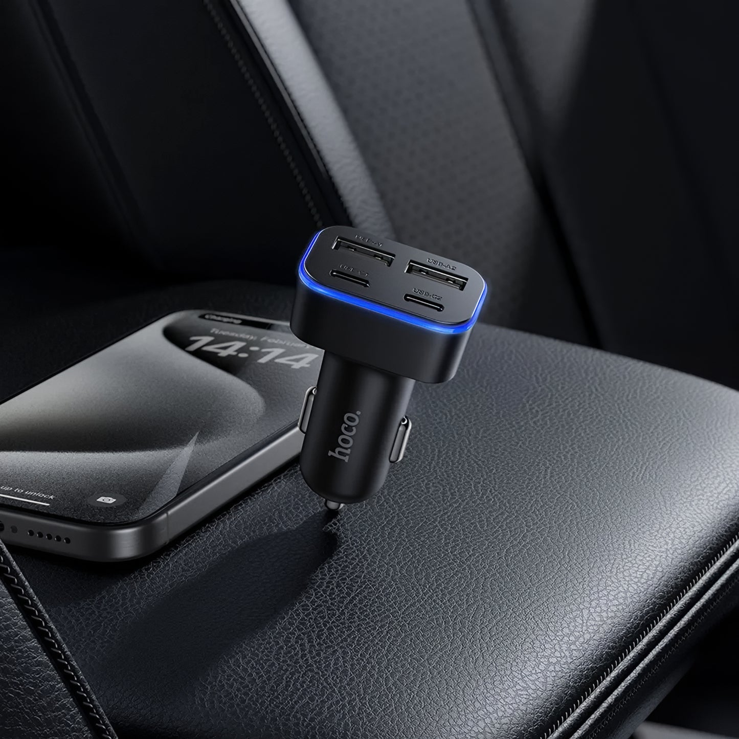 Avtomobilski polnilec HOCO Z63, 42W, 3A, 2 x USB-A - 2 x USB-C, Črn