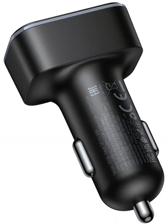 Avtomobilski polnilec HOCO Z63A Display, 42W, 3A, 1 x USB-C - 2 x USB-A, Črn