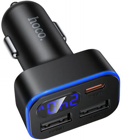 Avtomobilski polnilec HOCO Z63A Display, 42W, 3A, 1 x USB-C - 2 x USB-A, Črn