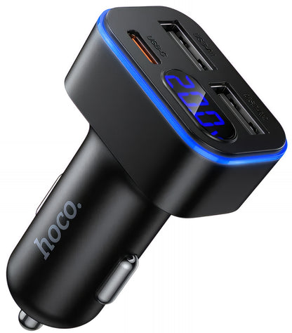 Avtomobilski polnilec HOCO Z63A Display, 42W, 3A, 1 x USB-C - 2 x USB-A, Črn