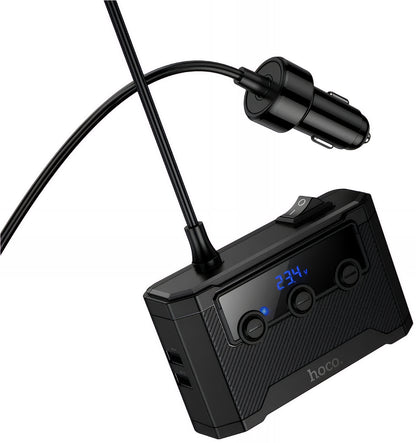Avtomobilski polnilec HOCO Z64, 15.5W, 3.1A, 2 x USB-A - 2 x USB-C - 3 x Razširitev vžigalnika, Črn