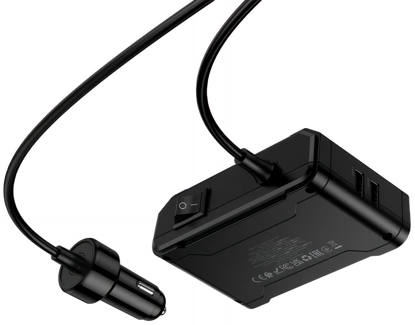 Avtomobilski polnilec HOCO Z64, 15.5W, 3.1A, 2 x USB-A - 2 x USB-C - 3 x Razširitev vžigalnika, Črn