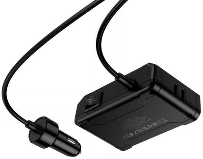 Avtomobilski polnilec HOCO Z64, 15.5W, 3.1A, 2 x USB-A - 2 x USB-C - 3 x Razširitev vžigalnika, Črn