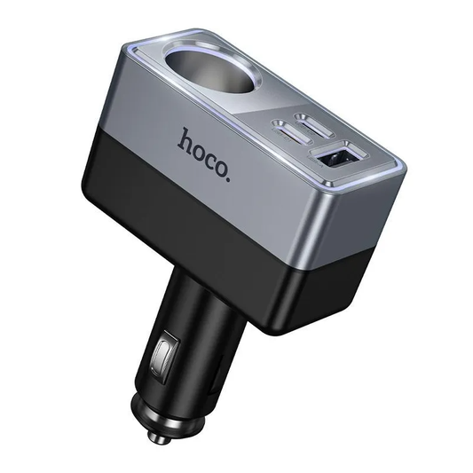 Avto polnilec HOCO Z65A, 165W, 3A, 1 x podaljšek za vžigalnik - 1 x USB-A - 2 x USB-C, črn