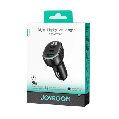 Avtomobilski polnilec Joyroom JR-CCD04, 30W, 3A, 1 x USB-A - 2 x USB-C, Črn