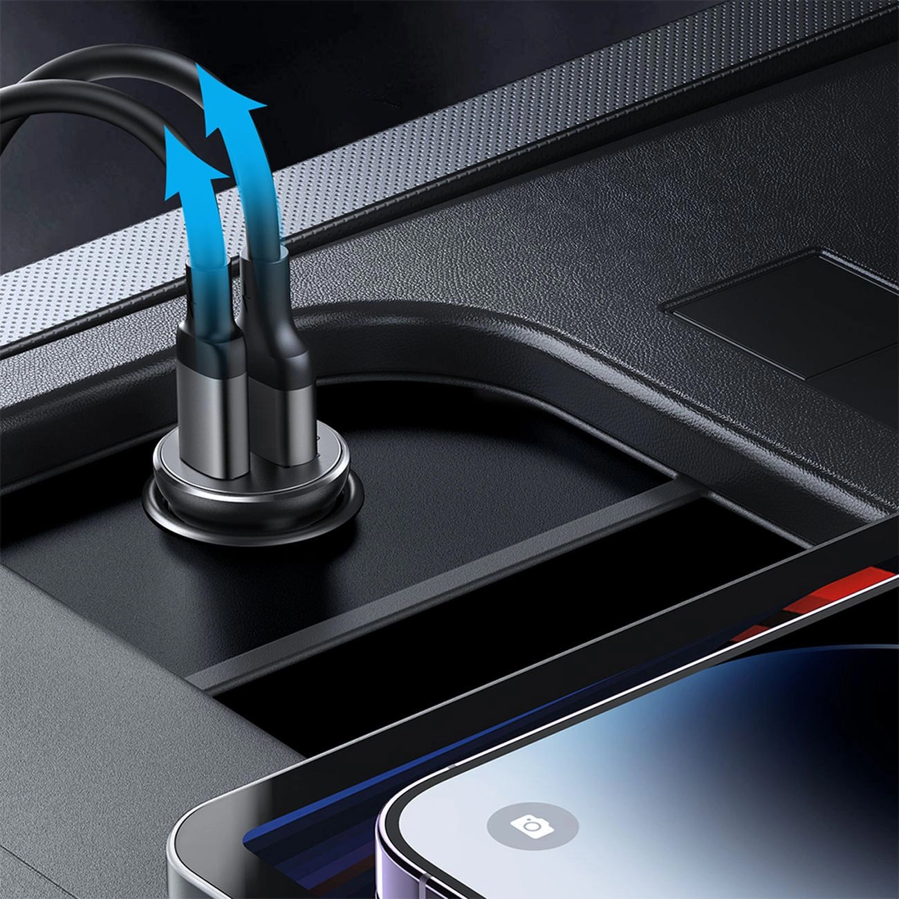 Avtomobilski polnilec Joyroom JR-CCN05, 30W, 3A, 1 x USB-A - 1 x USB-C, črn